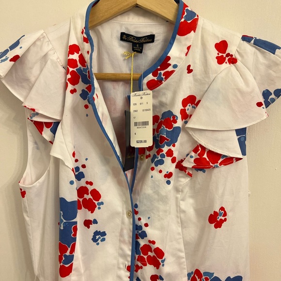 - Brooks Brothers Floral-Print Supima® Cotton Sateen Flutter-Sleeve Shirt … - Picture 5 of 6